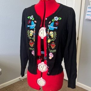 Too fast sz L day of dead embroidered cardigan great condition as shown